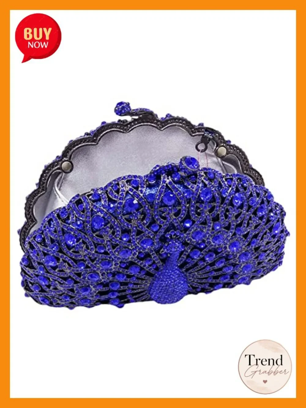 Crystal Peacock Clutch with Chains Formal Evening Bag